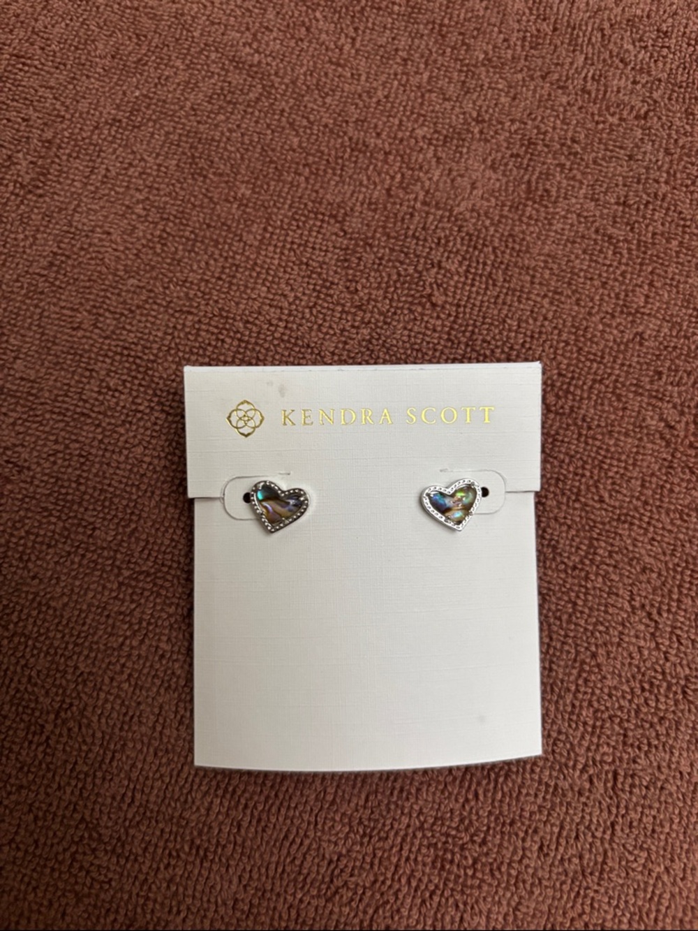 Kendra Scott Iridescent Abalone Heart Stud Earrings in Silver